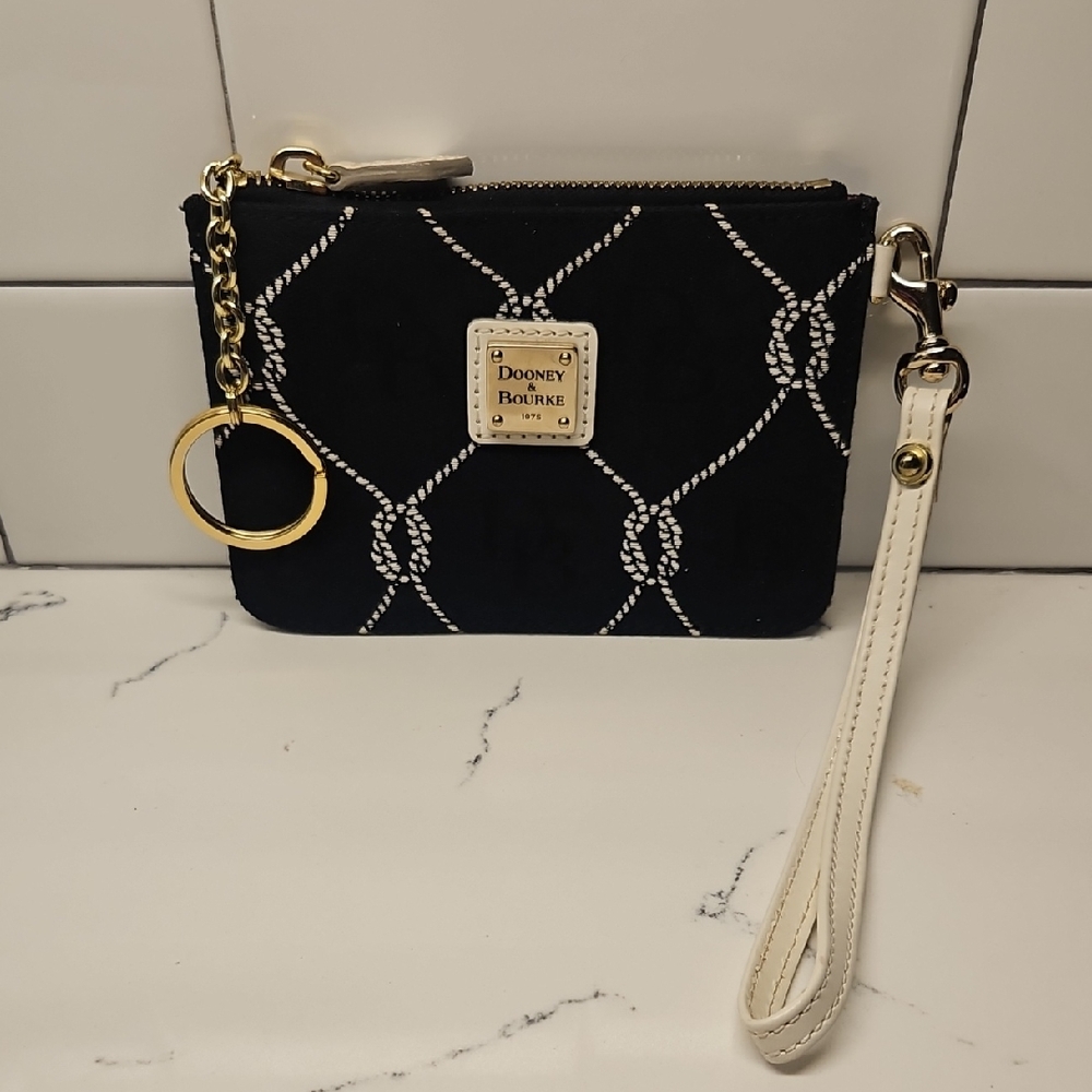 Dooney & Bourke Navy and White Wristlet